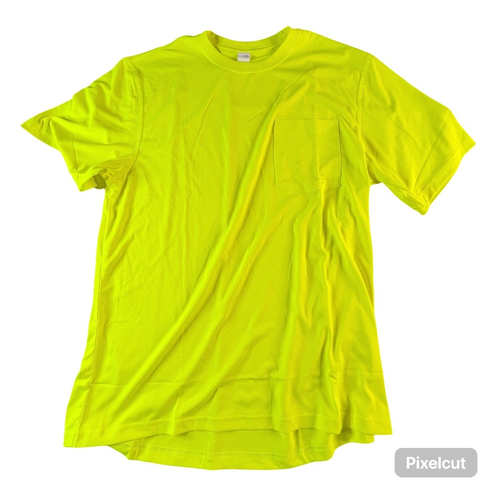CornerStone Mens Safety Yellow Short Sleeve Pocket T-Shirt Size L Performance